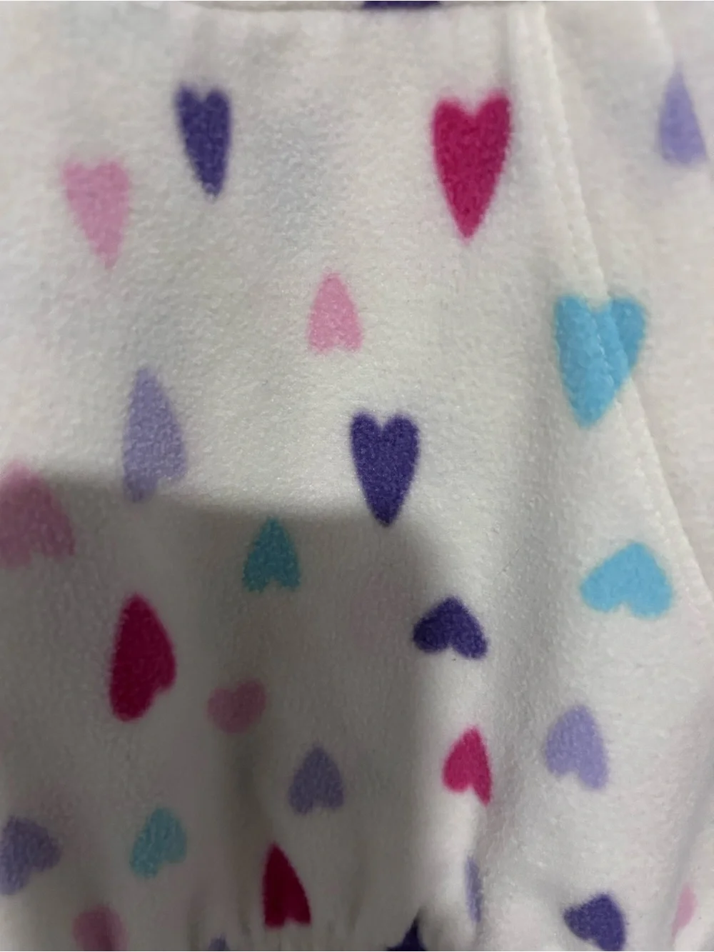 Athletic Works Cream Fleece Half-Zip Pullover with Multicolor Hearts. Size S 6